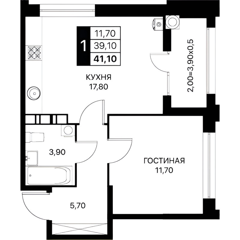 Планировка квартиры 1-комнатная